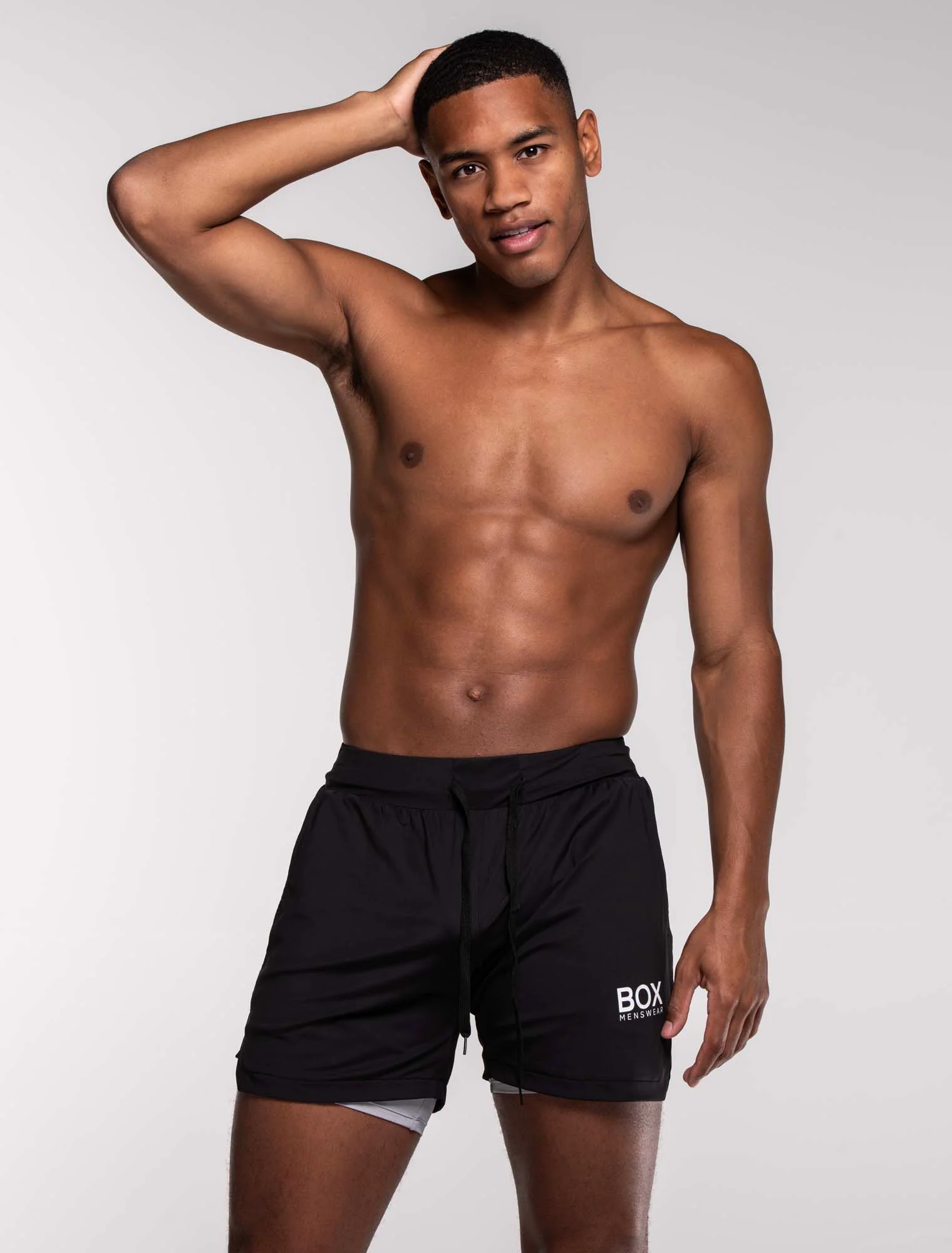 Mens Double Layer Sports Shorts - Black - Image 6