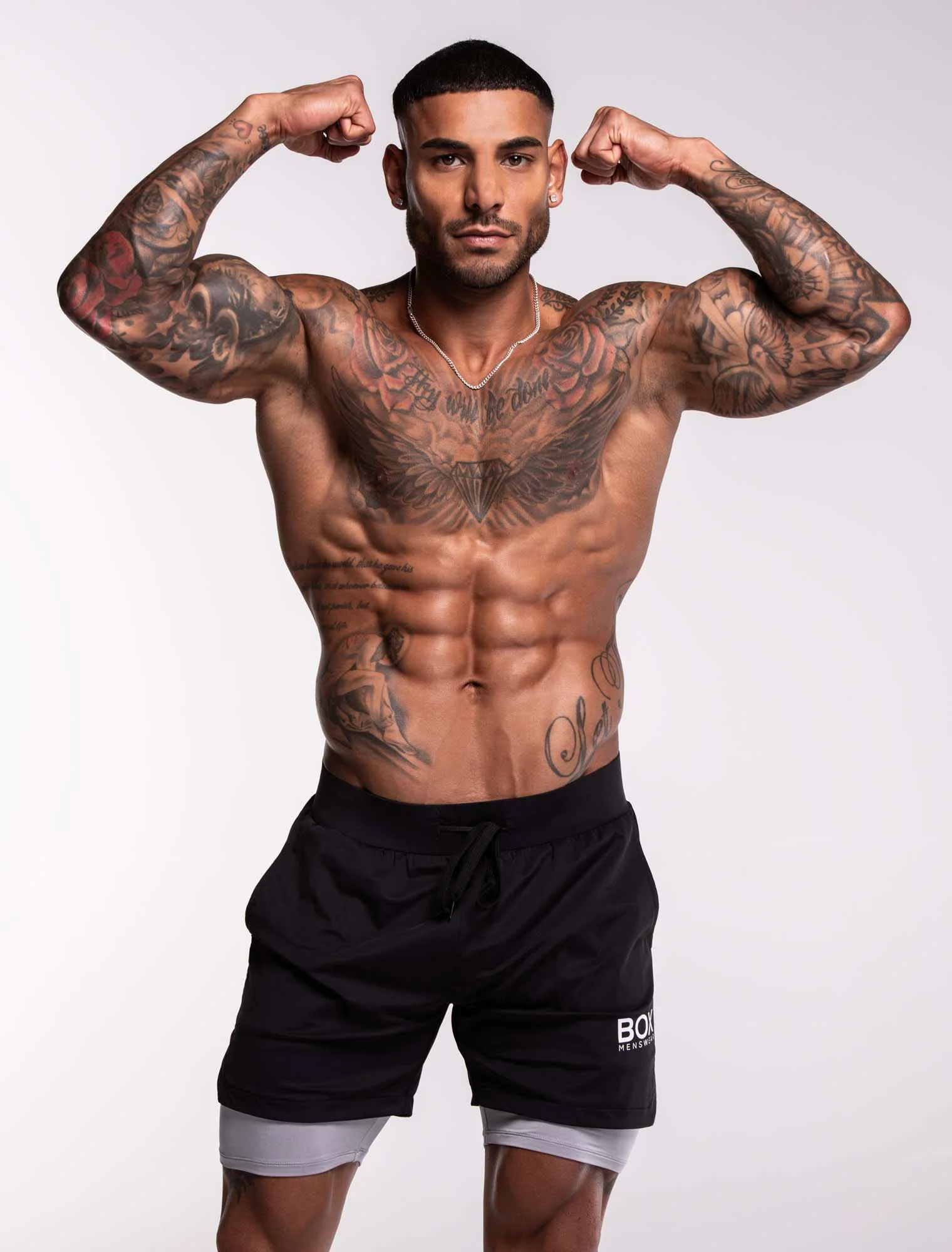 Mens Double Layer Sports Shorts - Black - Image 7