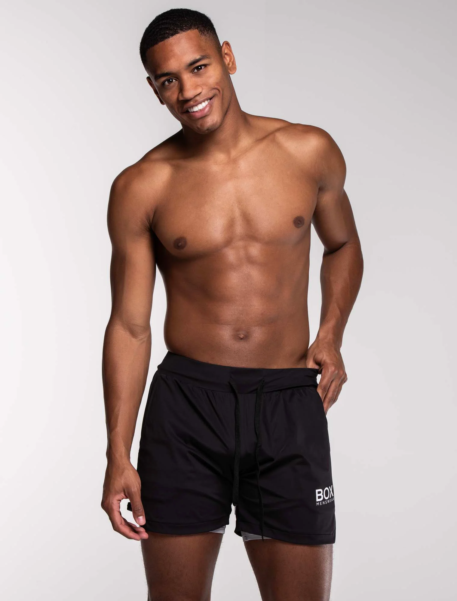 Mens Double Layer Sports Shorts - Black - Image 8