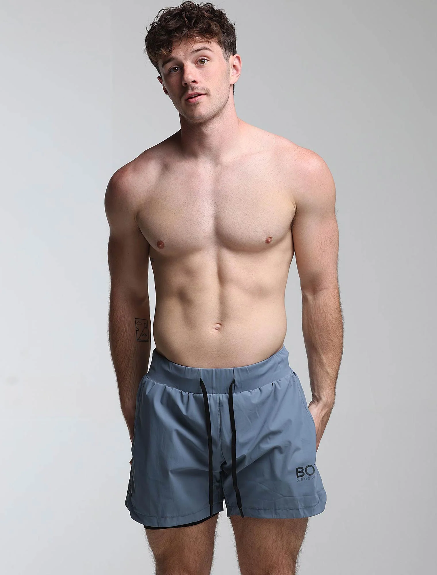 Mens Double Layer Sports Shorts - Charcoal - Image 3