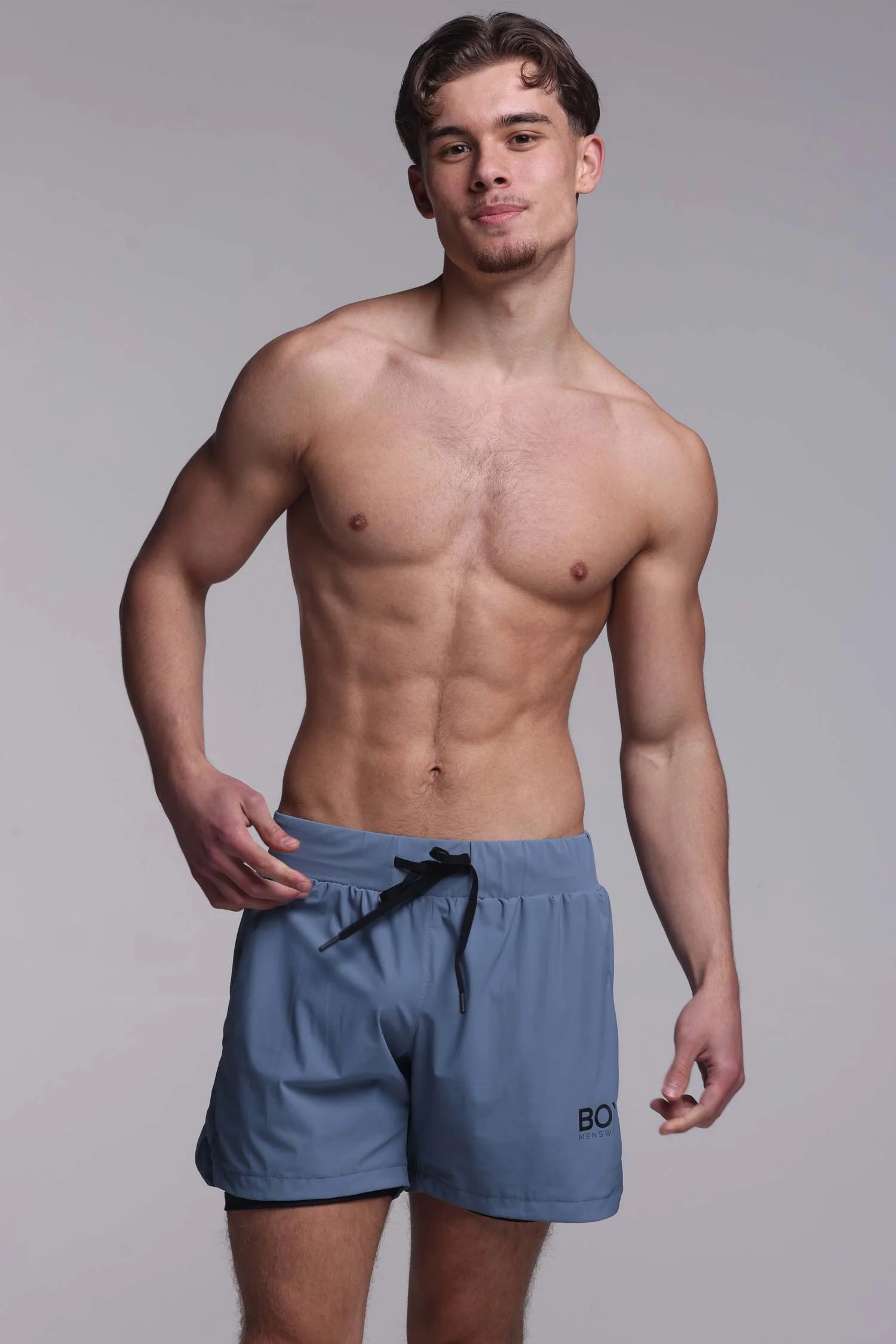 Mens Double Layer Sports Shorts - Charcoal - Image 4