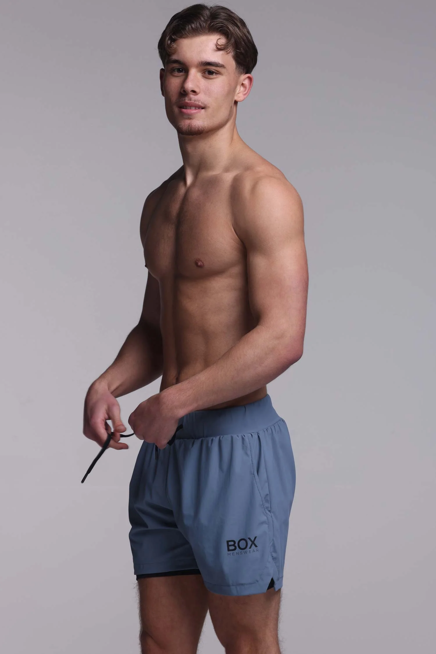 Mens Double Layer Sports Shorts - Charcoal - Image 5