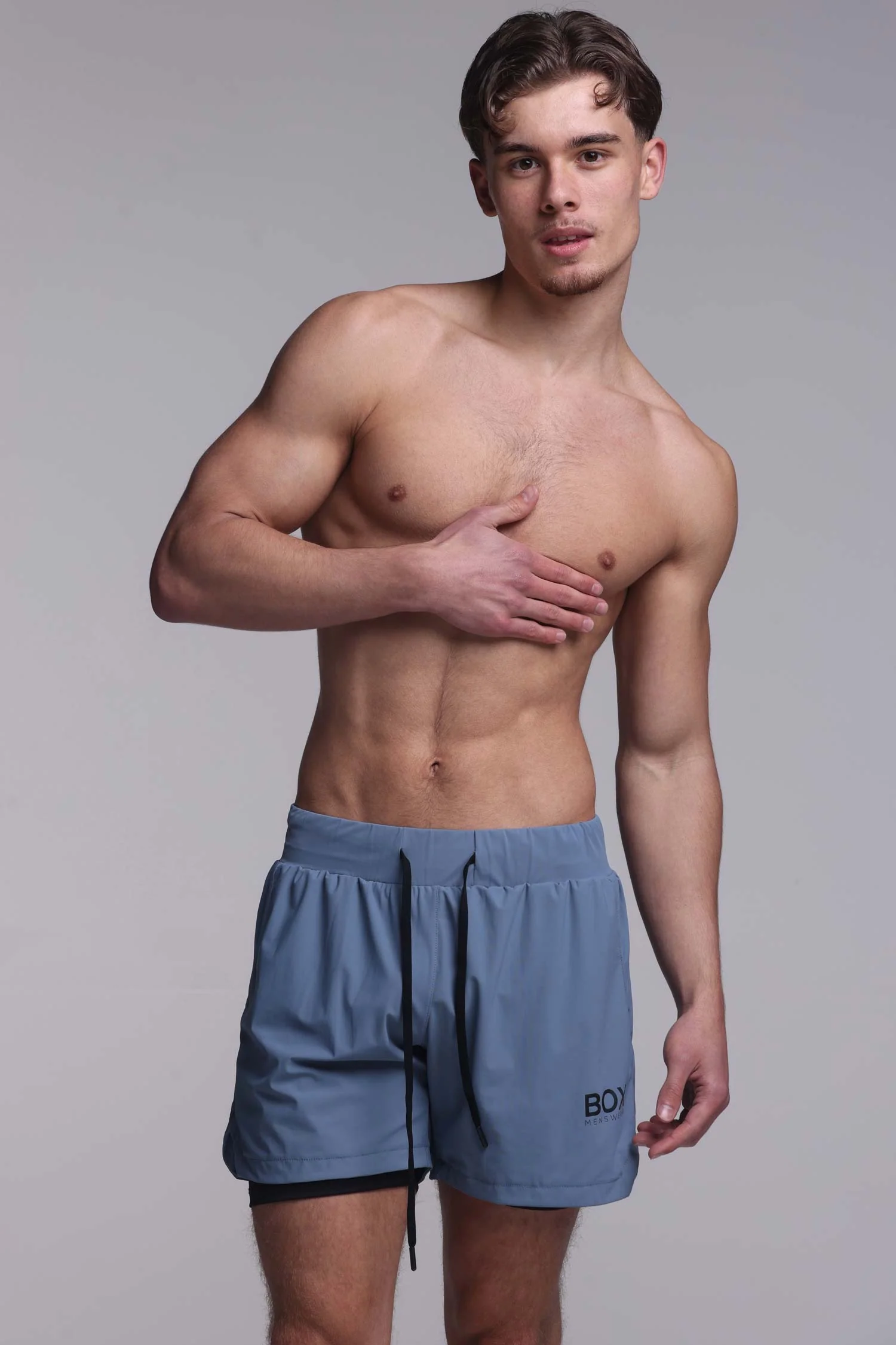 Mens Double Layer Sports Shorts - Charcoal - Image 7
