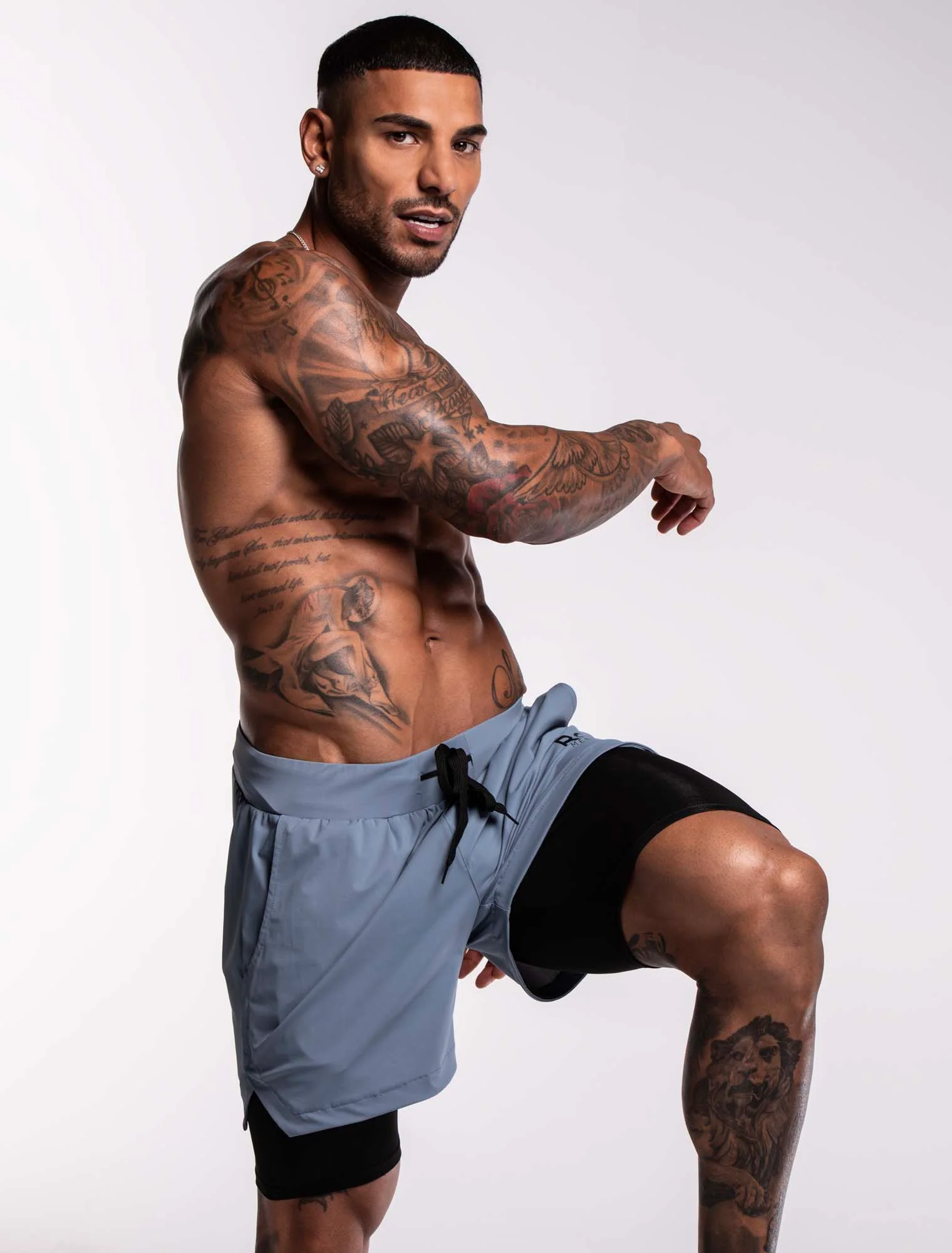 Mens Double Layer Sports Shorts - Charcoal - Image 8