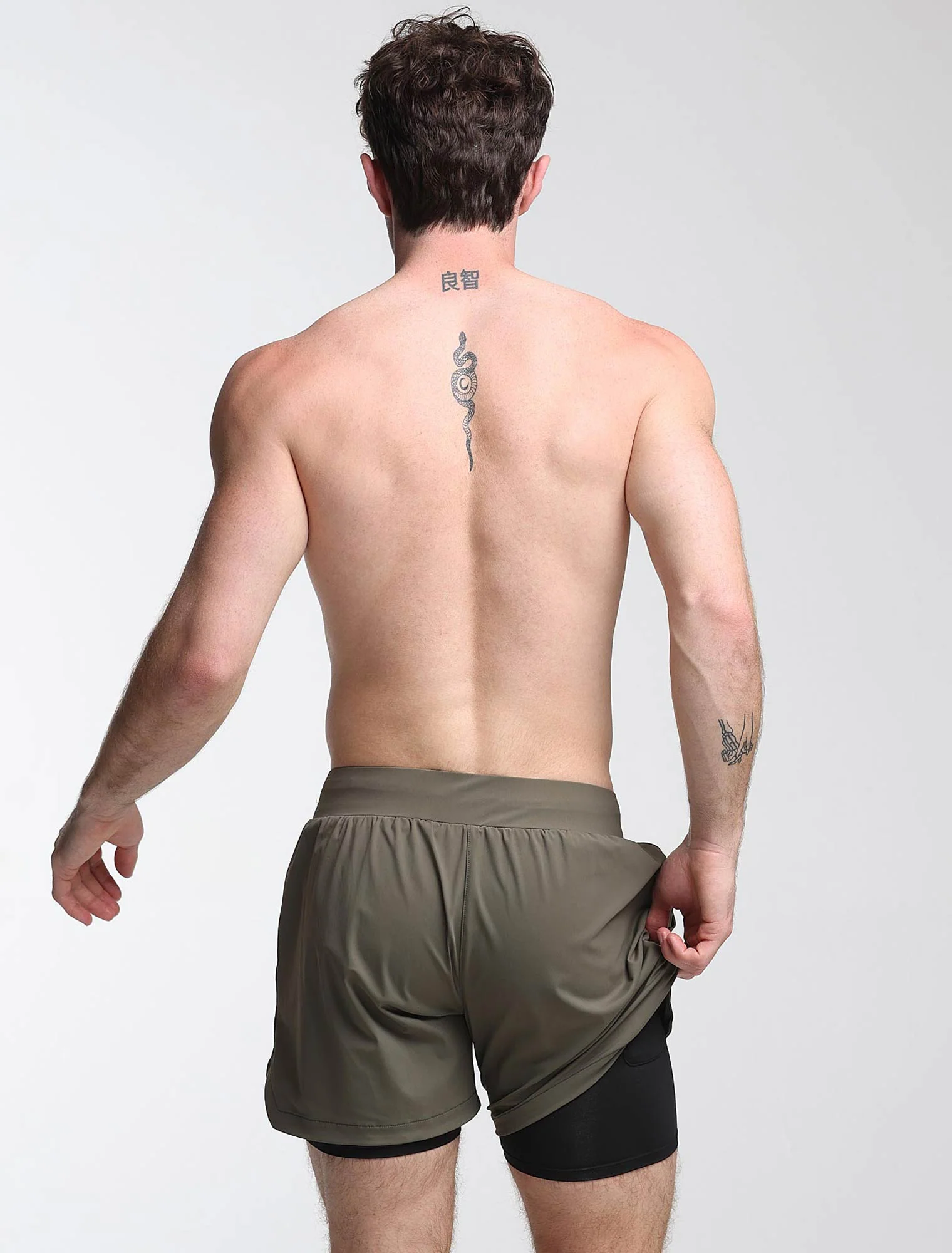 Mens Double Layer Sports Shorts - Green - Image 5