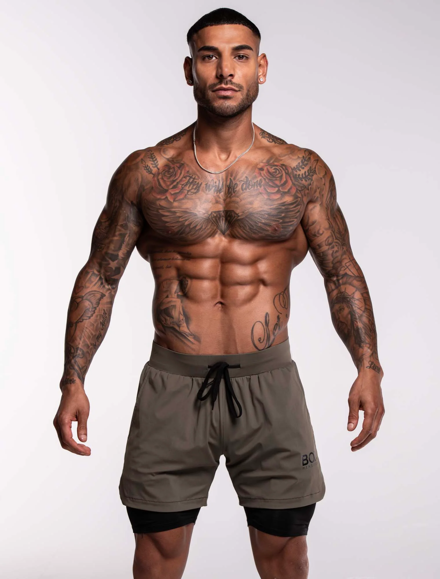 Mens Double Layer Sports Shorts - Green - Image 6