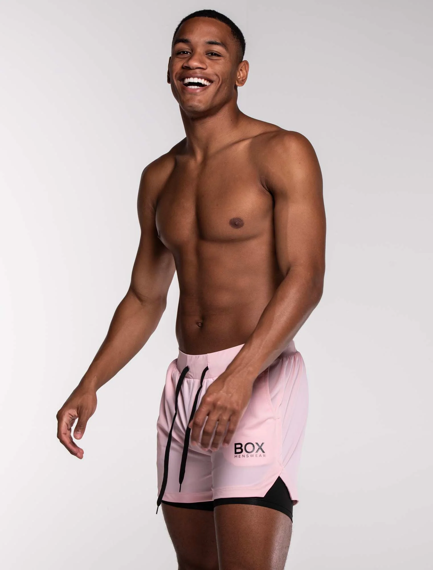 Mens Double Layer Sports Shorts - Pink - Image 10