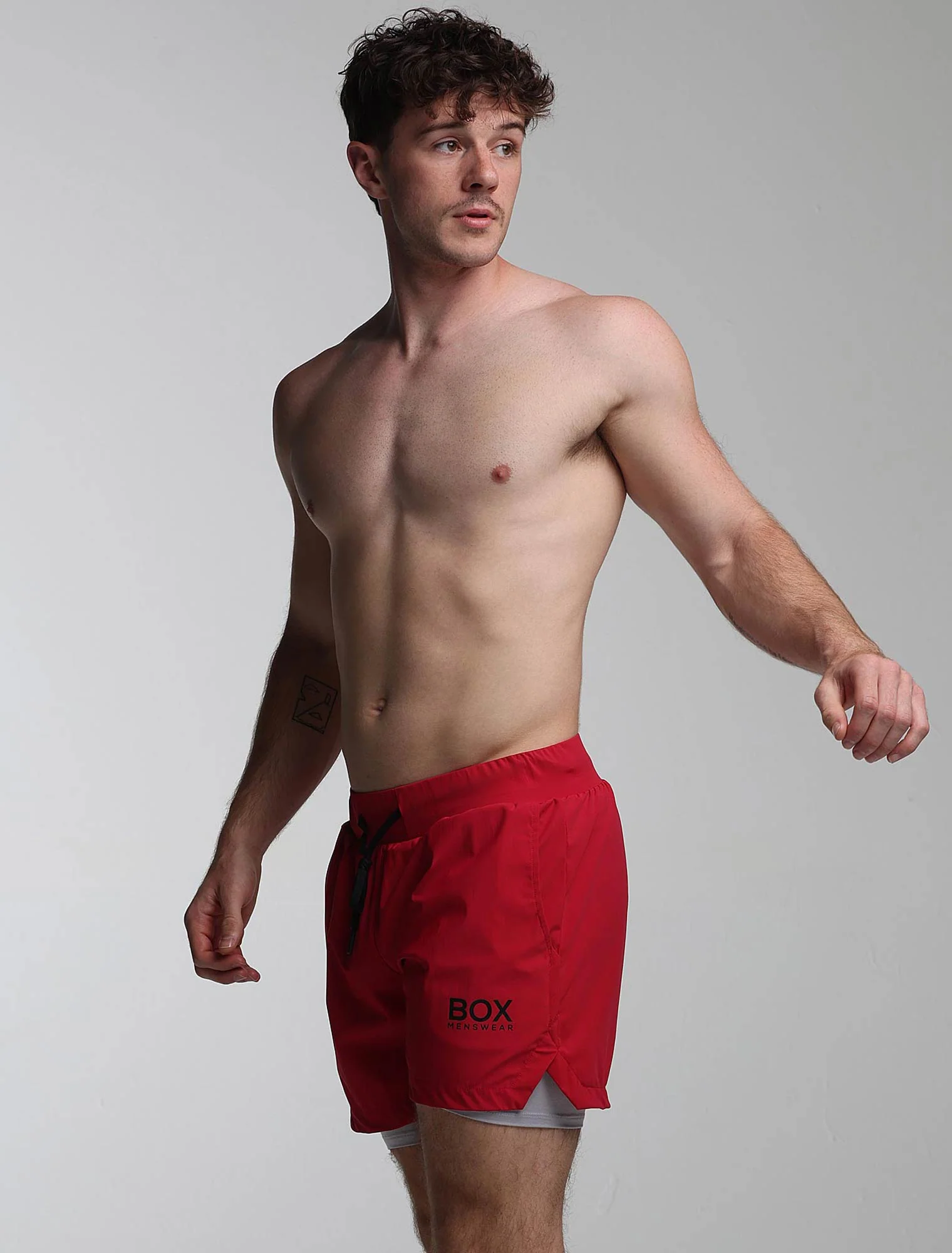 Mens Double Layer Sports Shorts - Crimson - Image 4