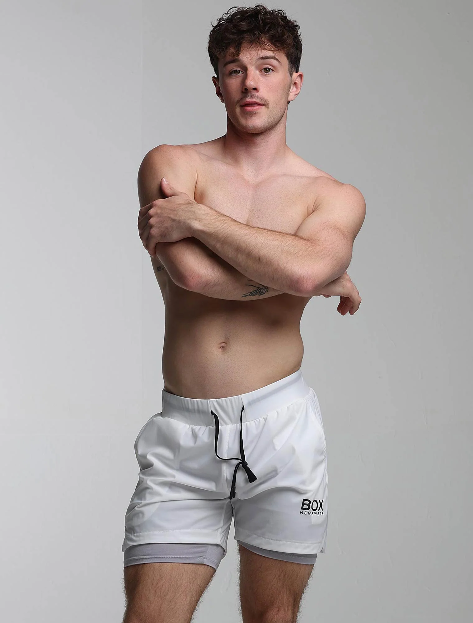 Mens Double Layer Sports Shorts - White - Image 5