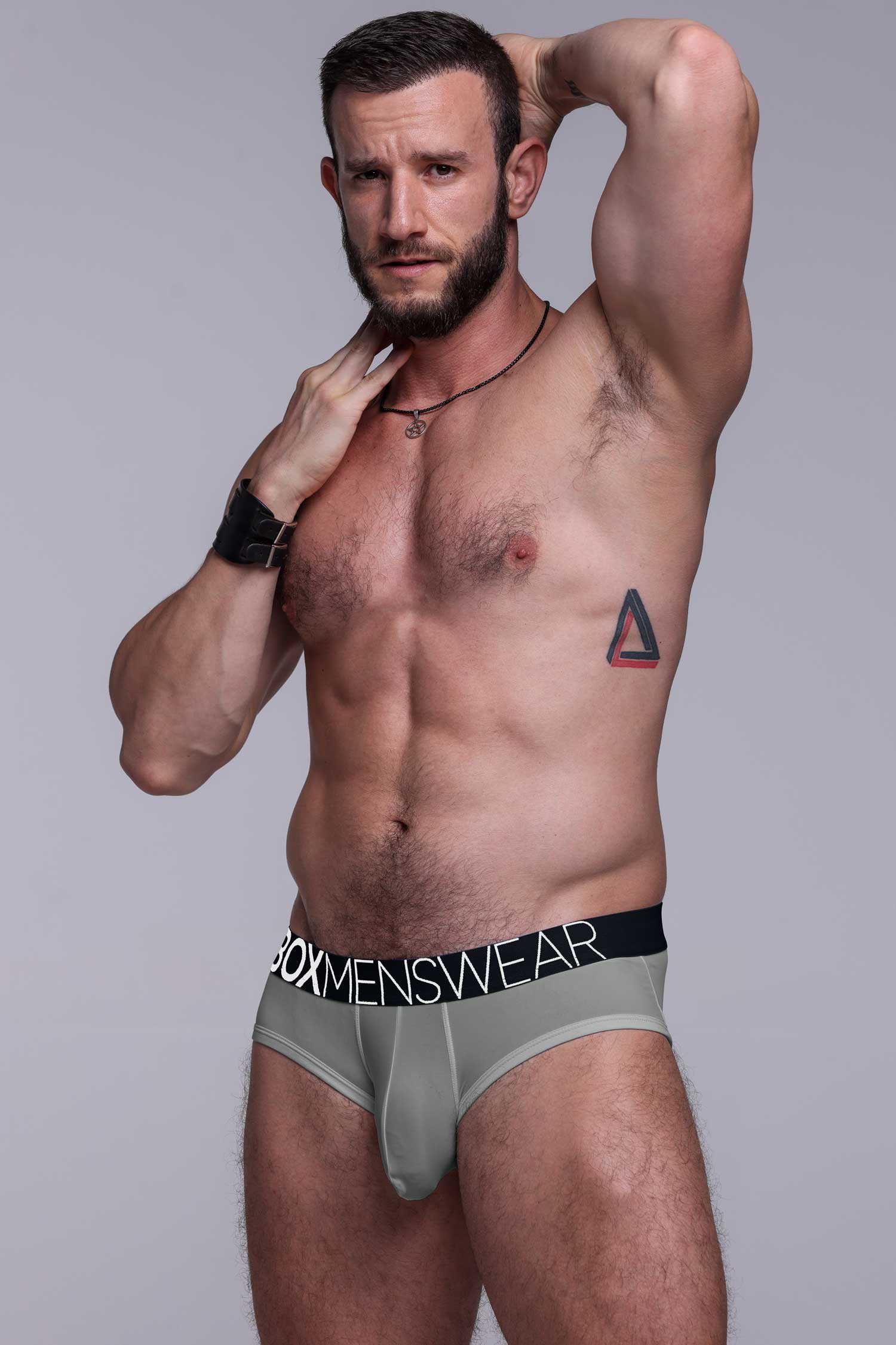 Mens Hipster Trunks: Defined Crotch - Grey - Image 3