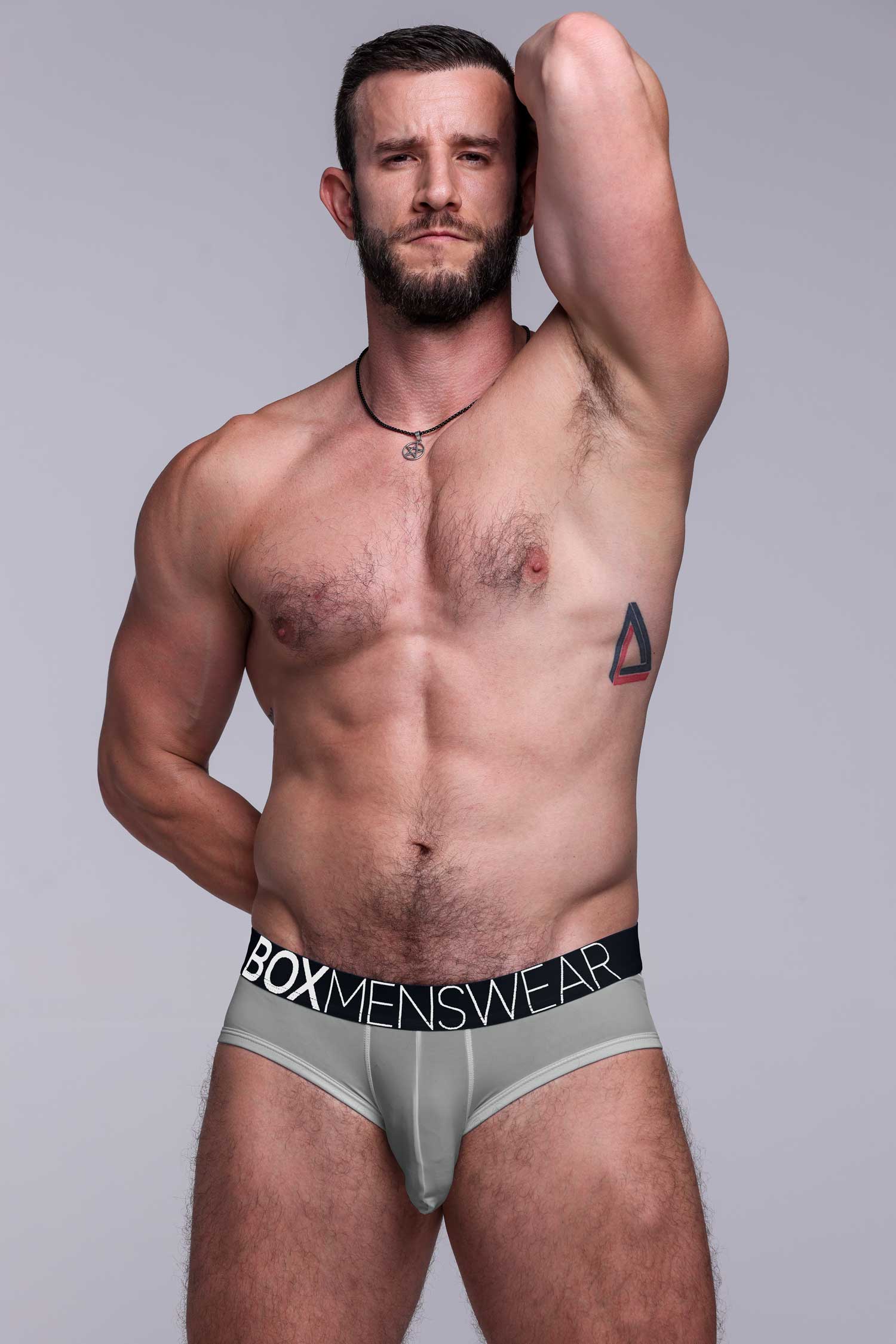 Mens Hipster Trunks: Defined Crotch - Grey - Image 4