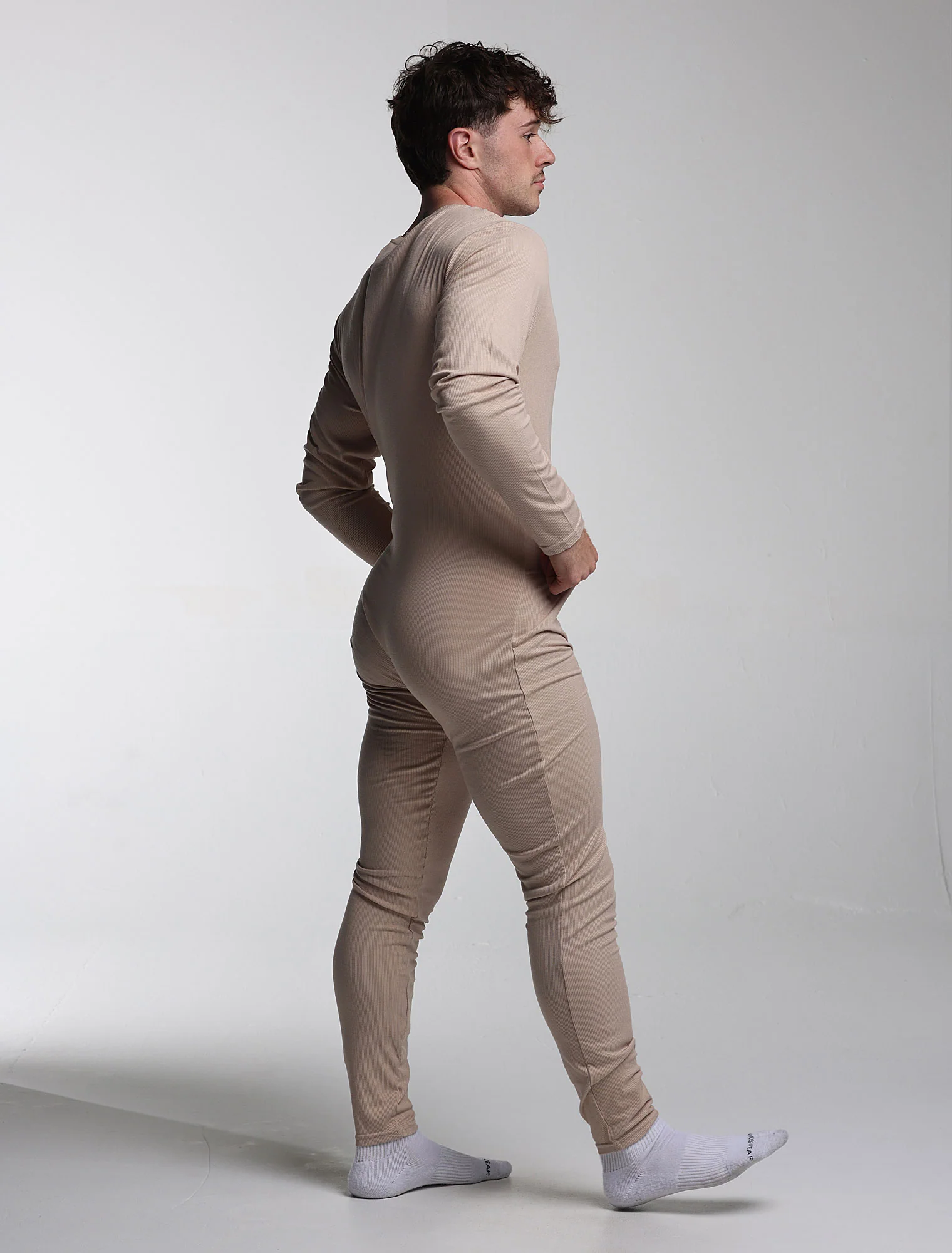 Mens Ribbed Onesie - Comfort Cream - Image 3