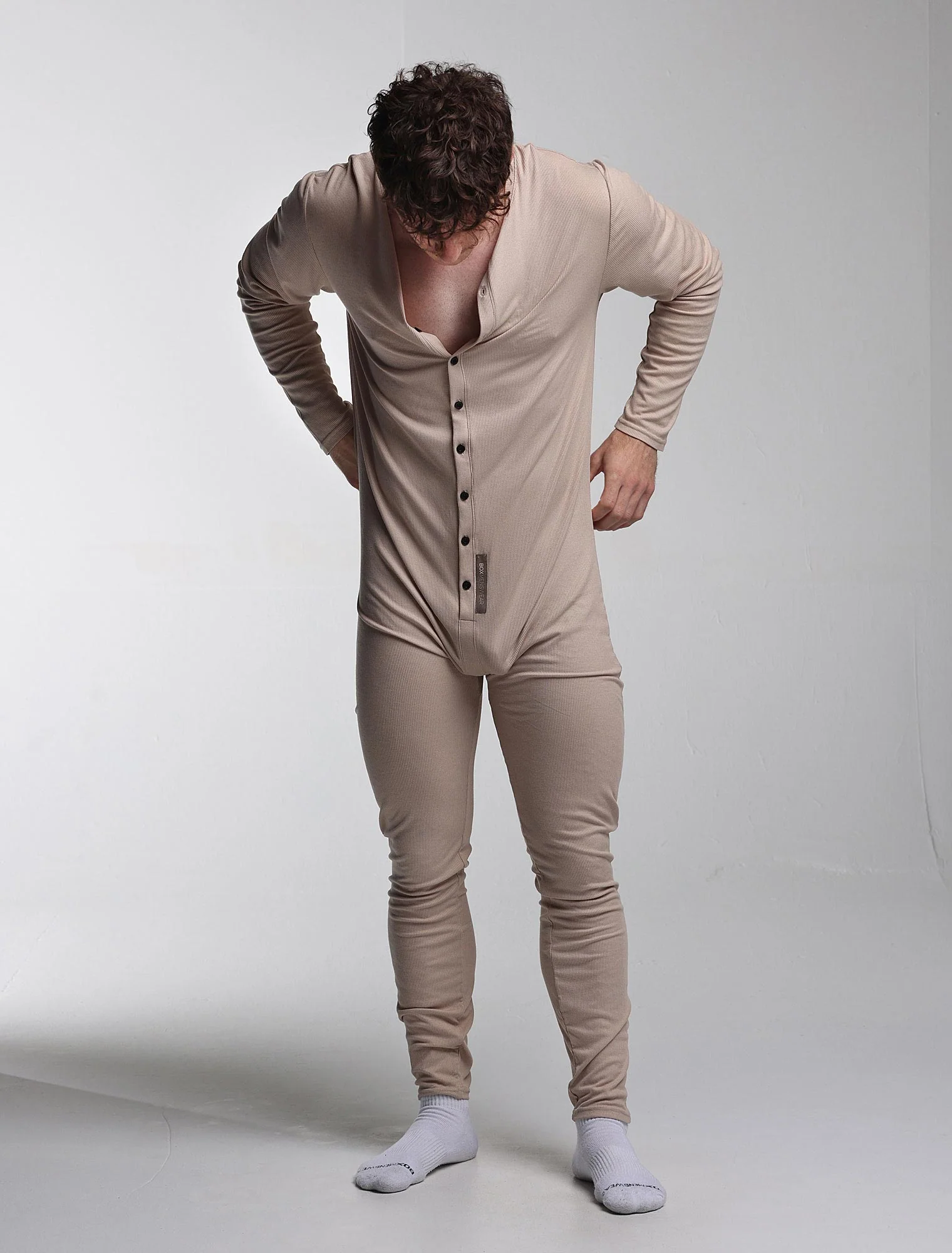 Mens Ribbed Onesie - Comfort Cream - Image 4