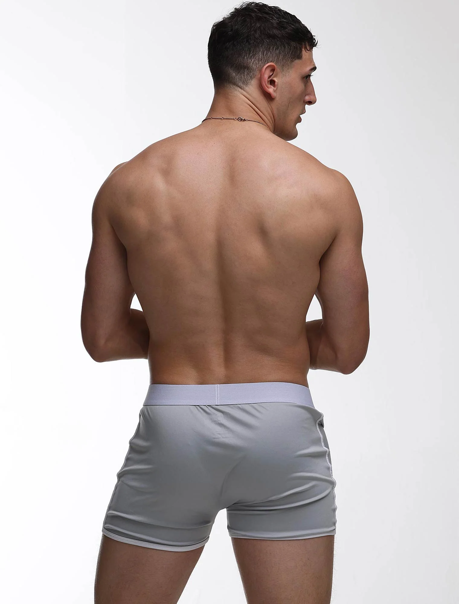 Mens Sports Loose Fit Boxers - Greyscale - Image 4