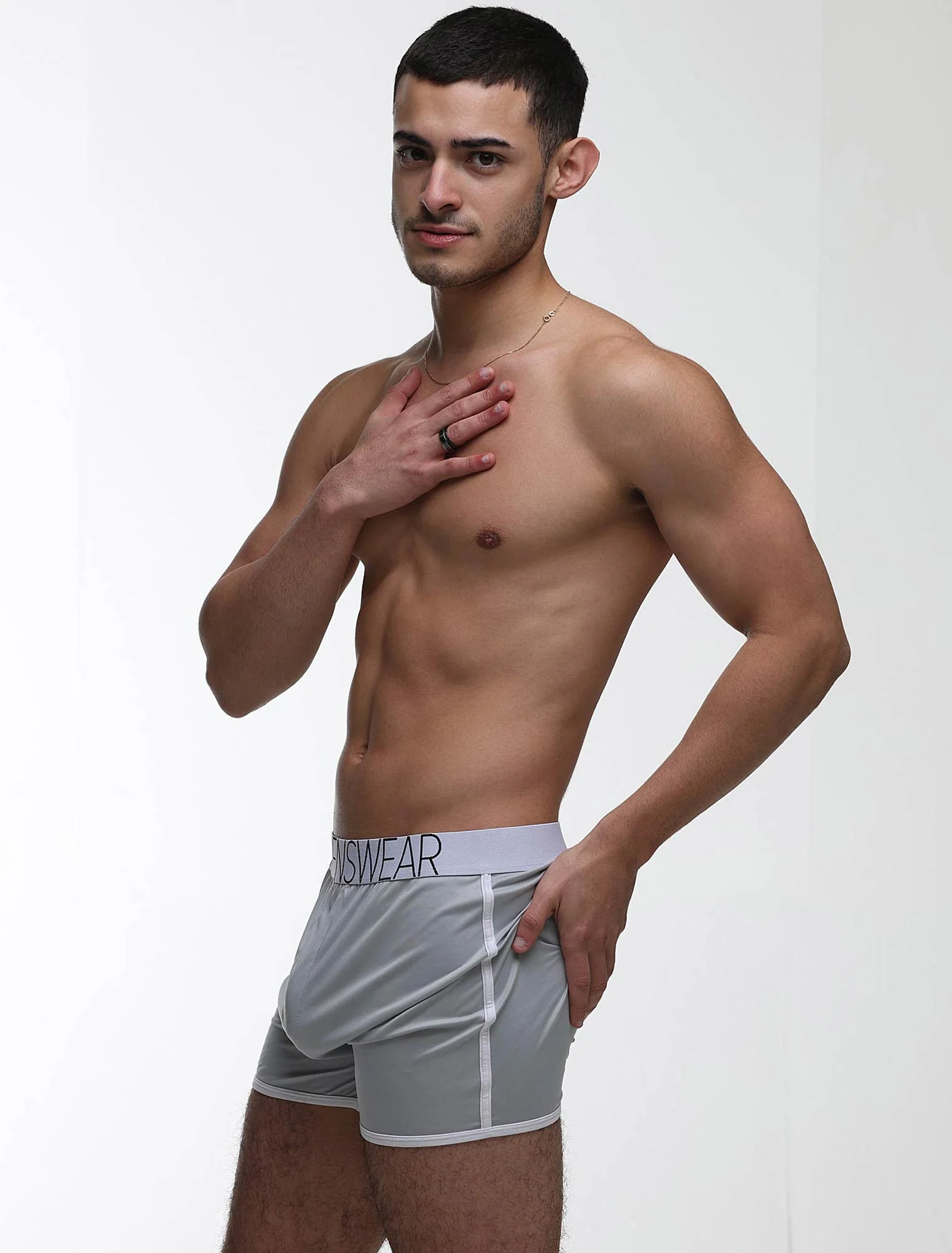 Mens Sports Loose Fit Boxers - Greyscale - Image 7