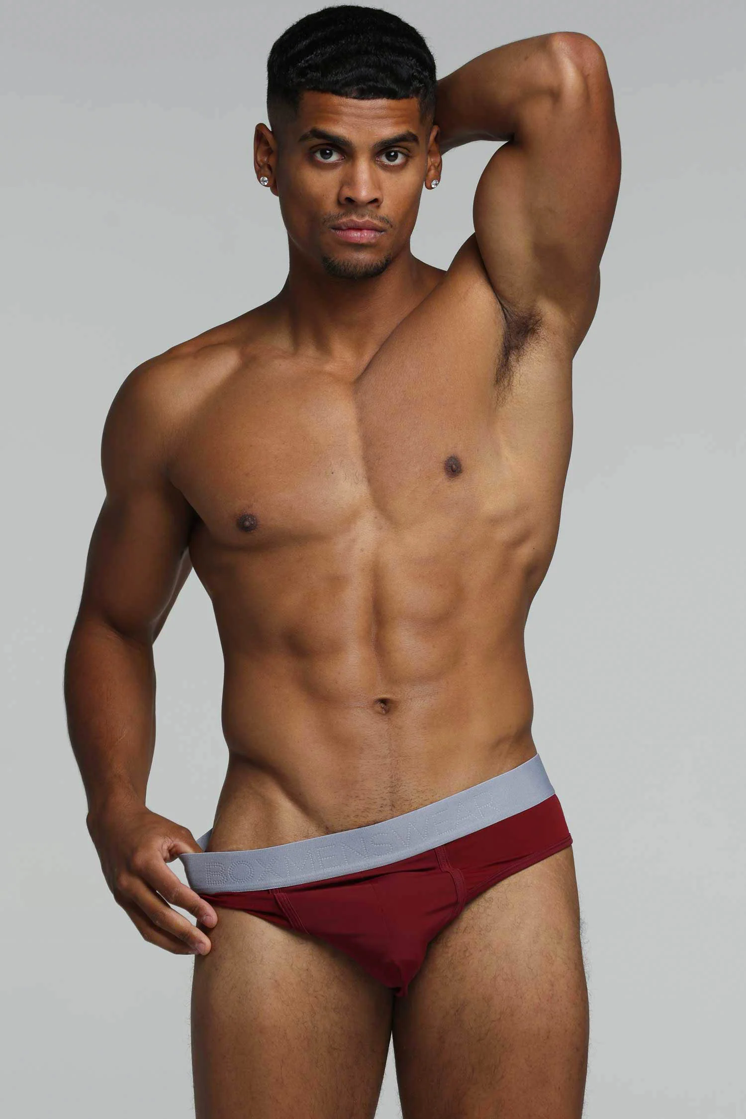 Mesh Panel Briefs - Burgundy Bordeaux - Image 3