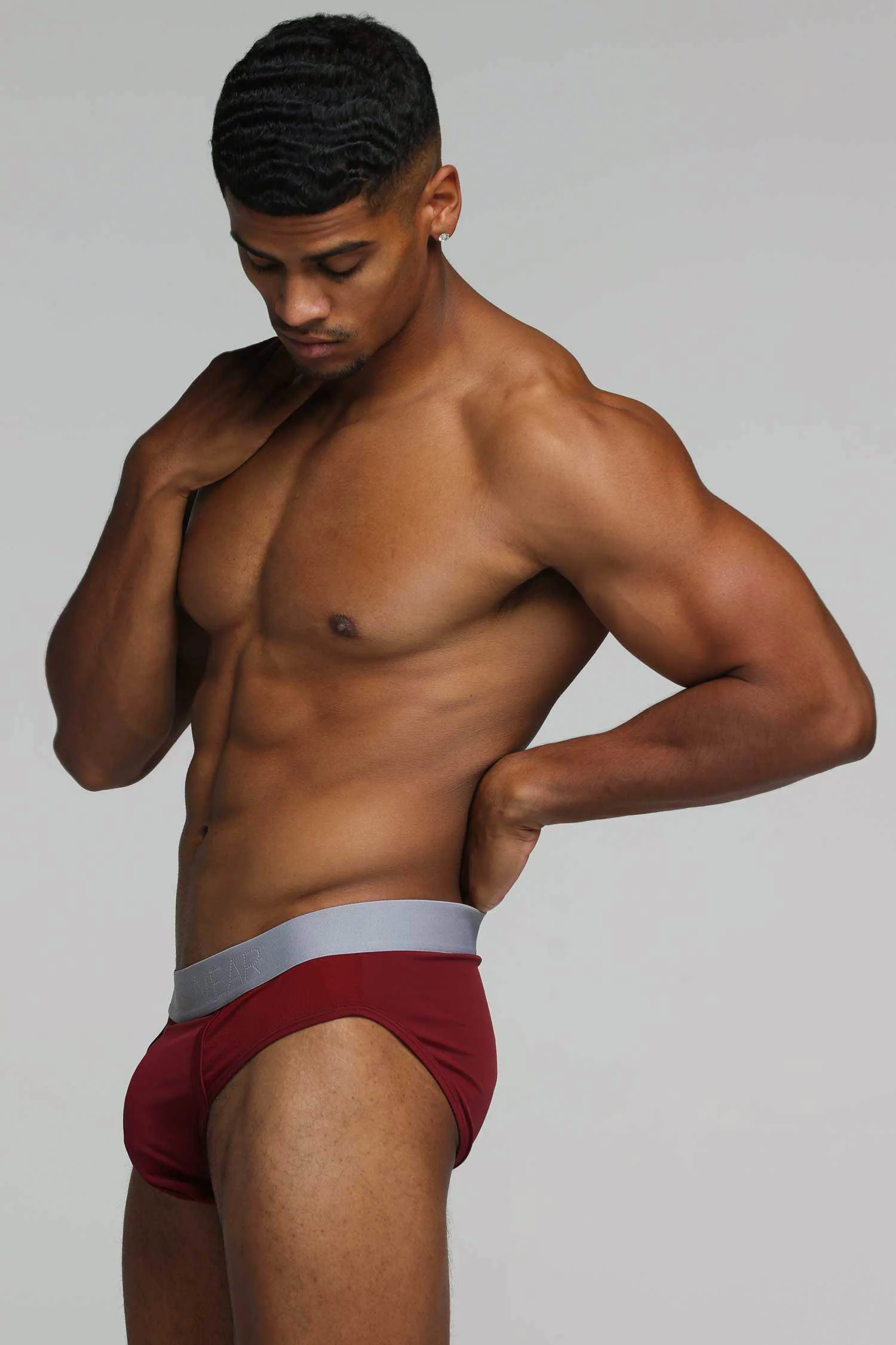 Mesh Panel Briefs - Burgundy Bordeaux - Image 4