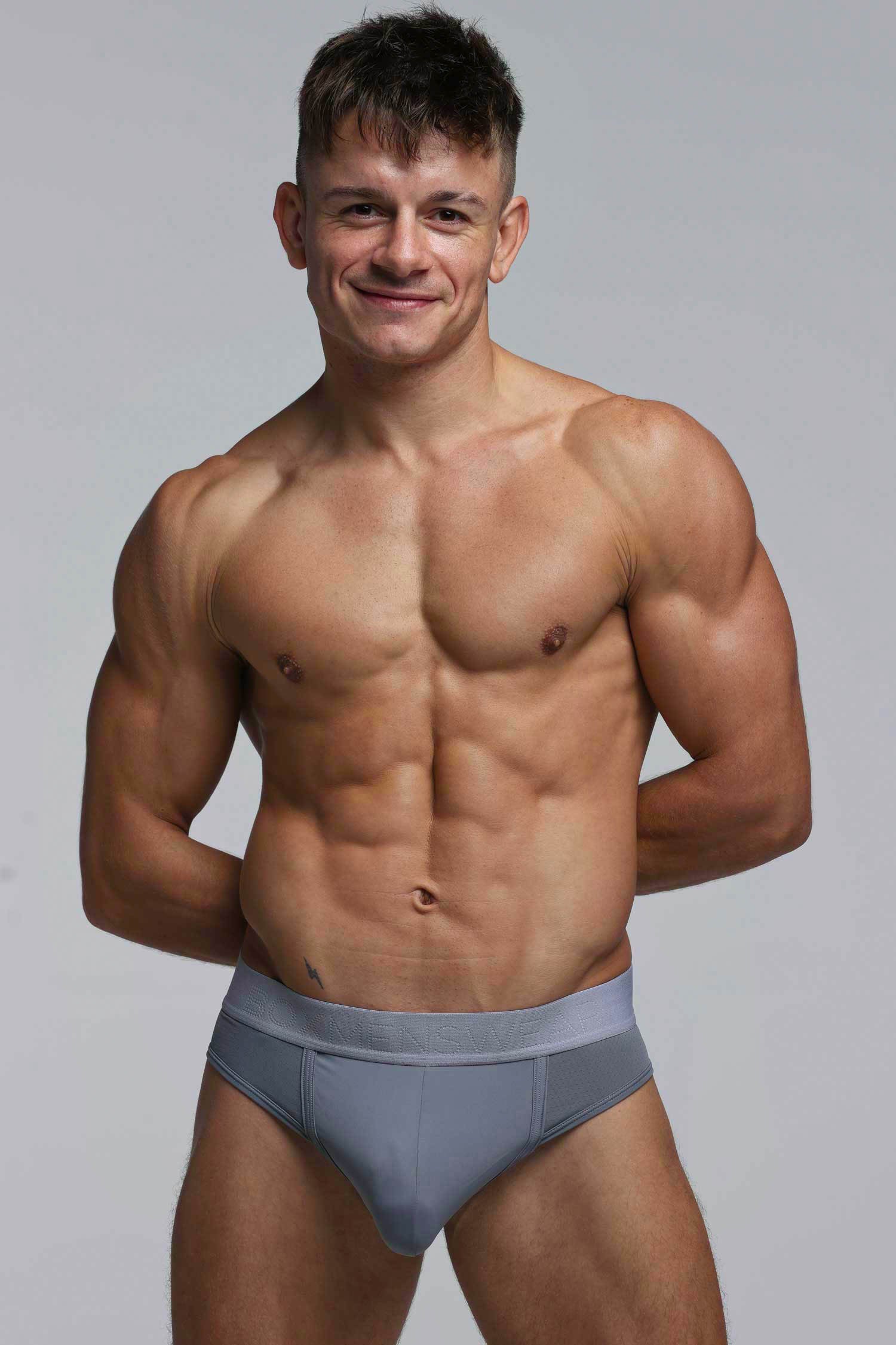 Mesh Panel Briefs - Regal Grey - Image 7