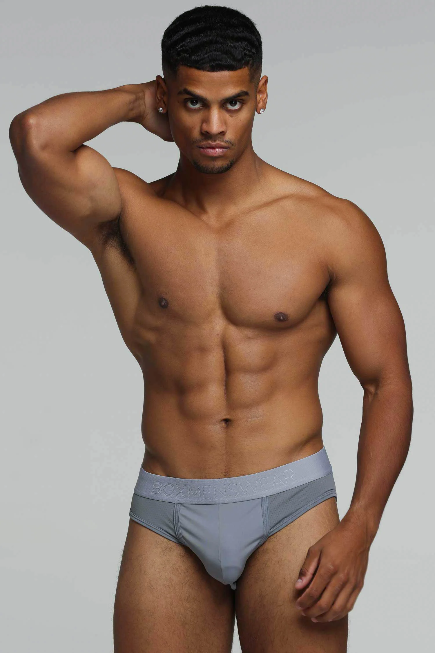 Mesh Panel Briefs - Regal Grey - Image 8