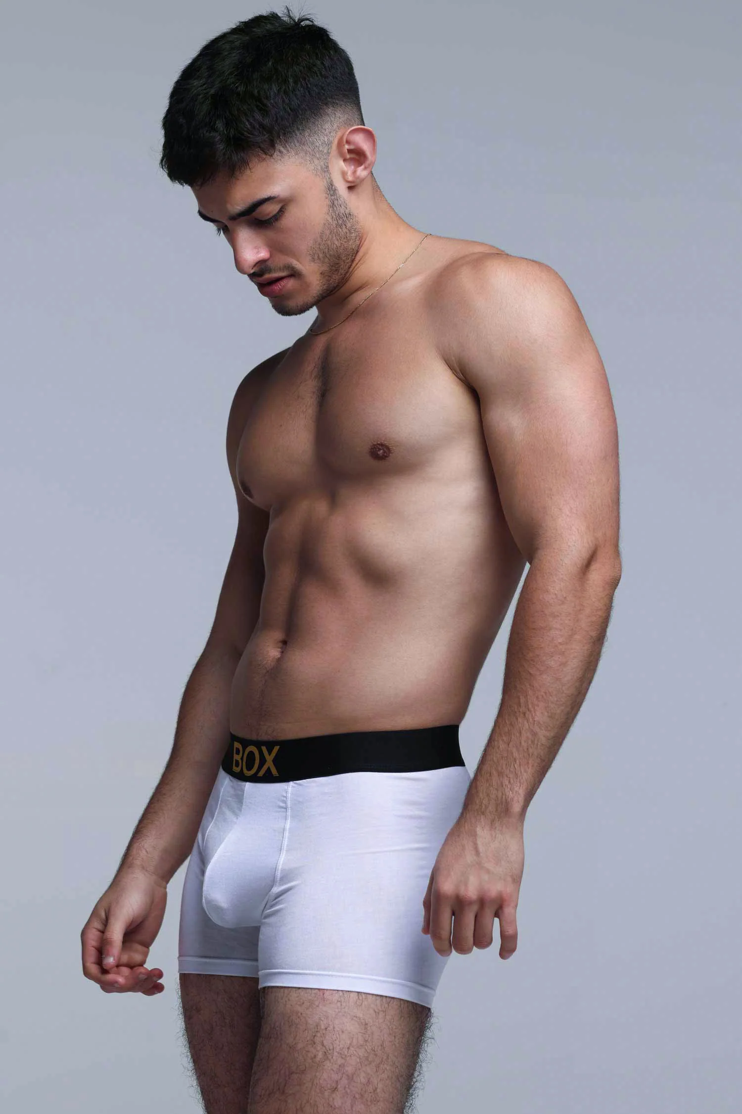 Metallic Modal Boxers - White & Gold - Image 4