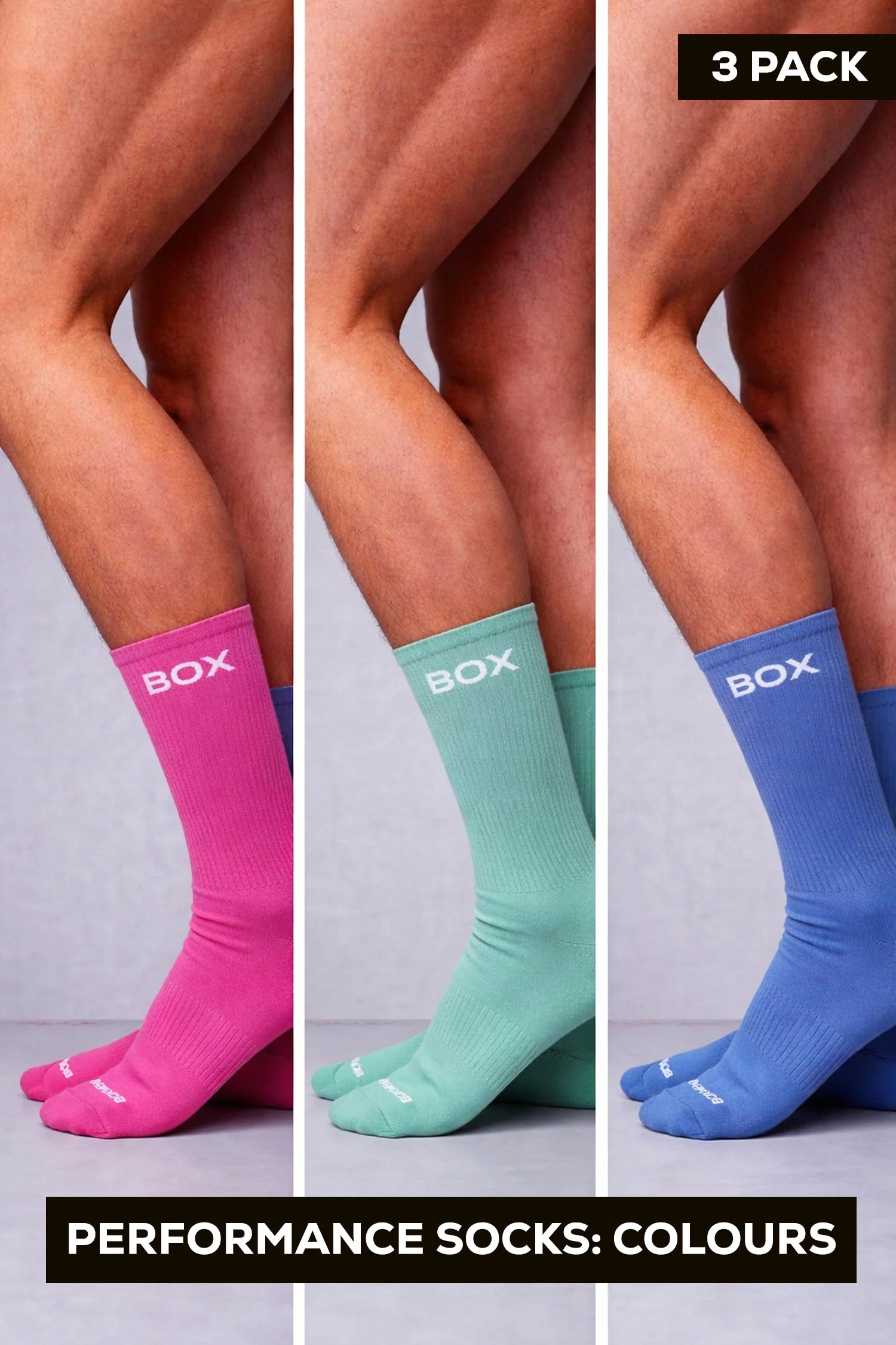 Performance Sports Socks: Colours 3 Pack