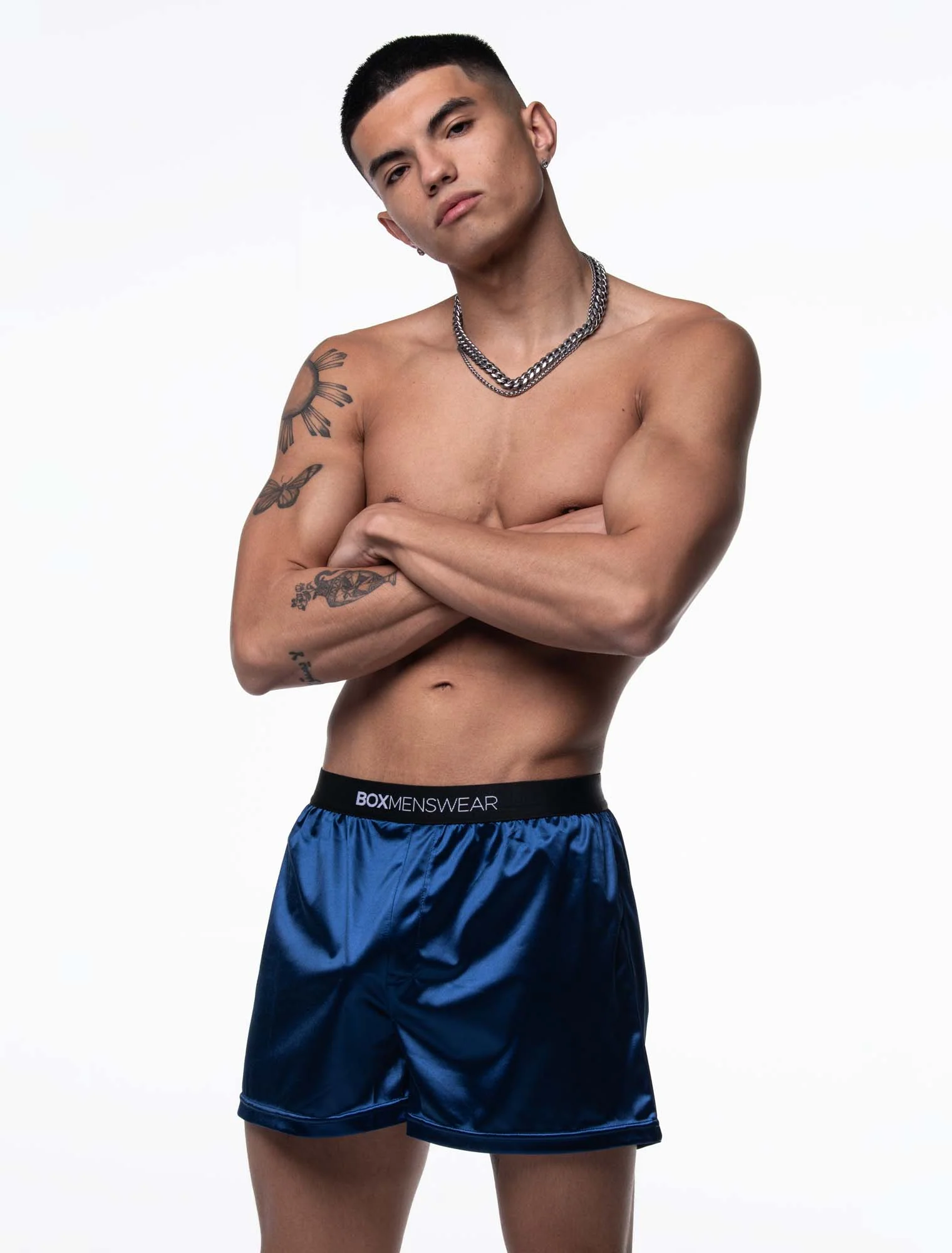 Silk Decline Boxer Shorts - Splendour Navy - Image 3