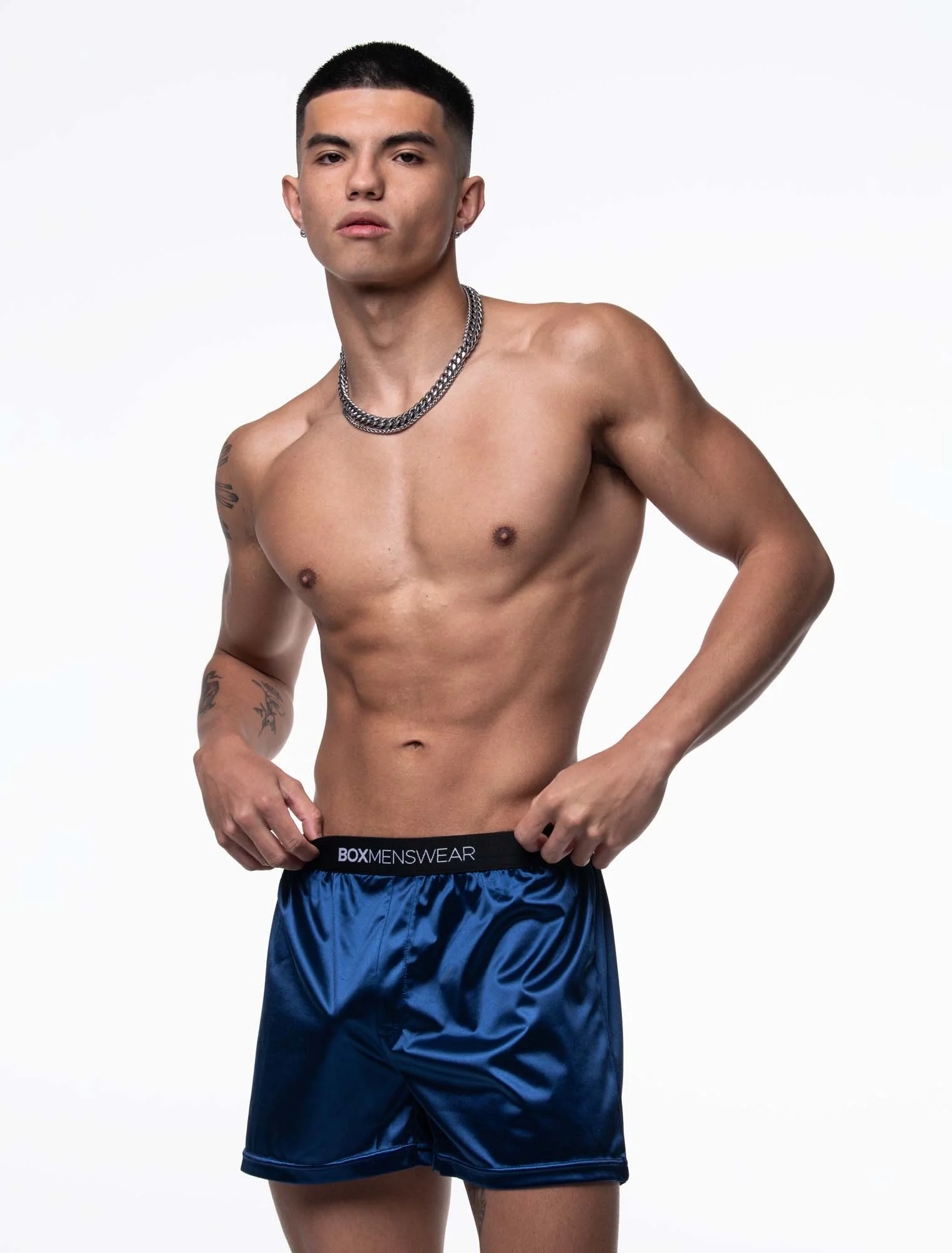 Silk Decline Boxer Shorts - Splendour Navy - Image 4