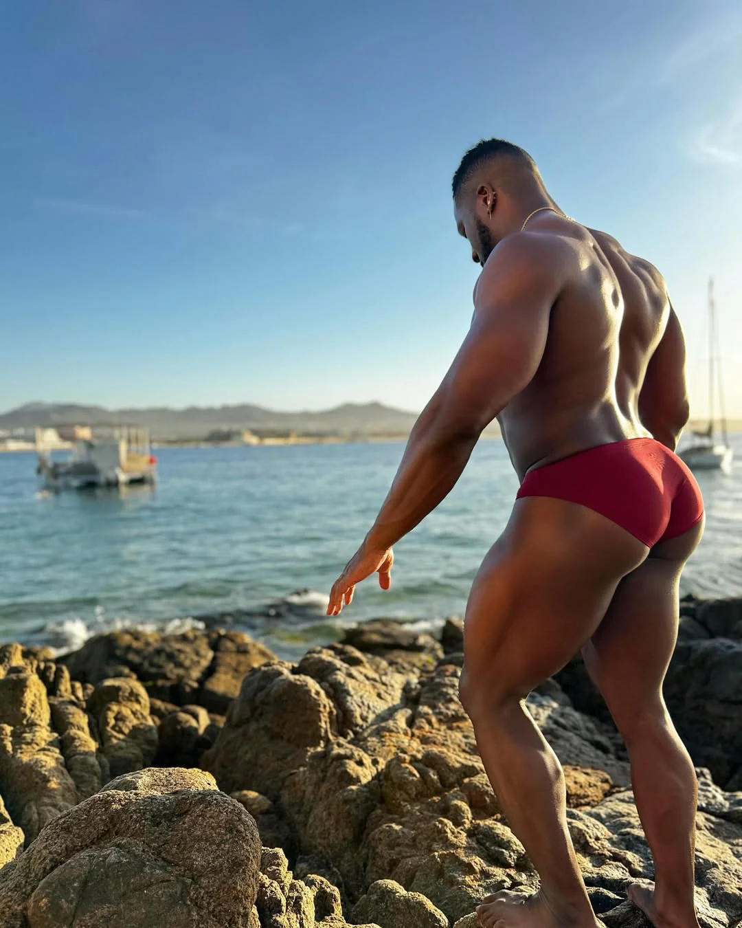 Swimming Trunks - Burgundy - Image 3
