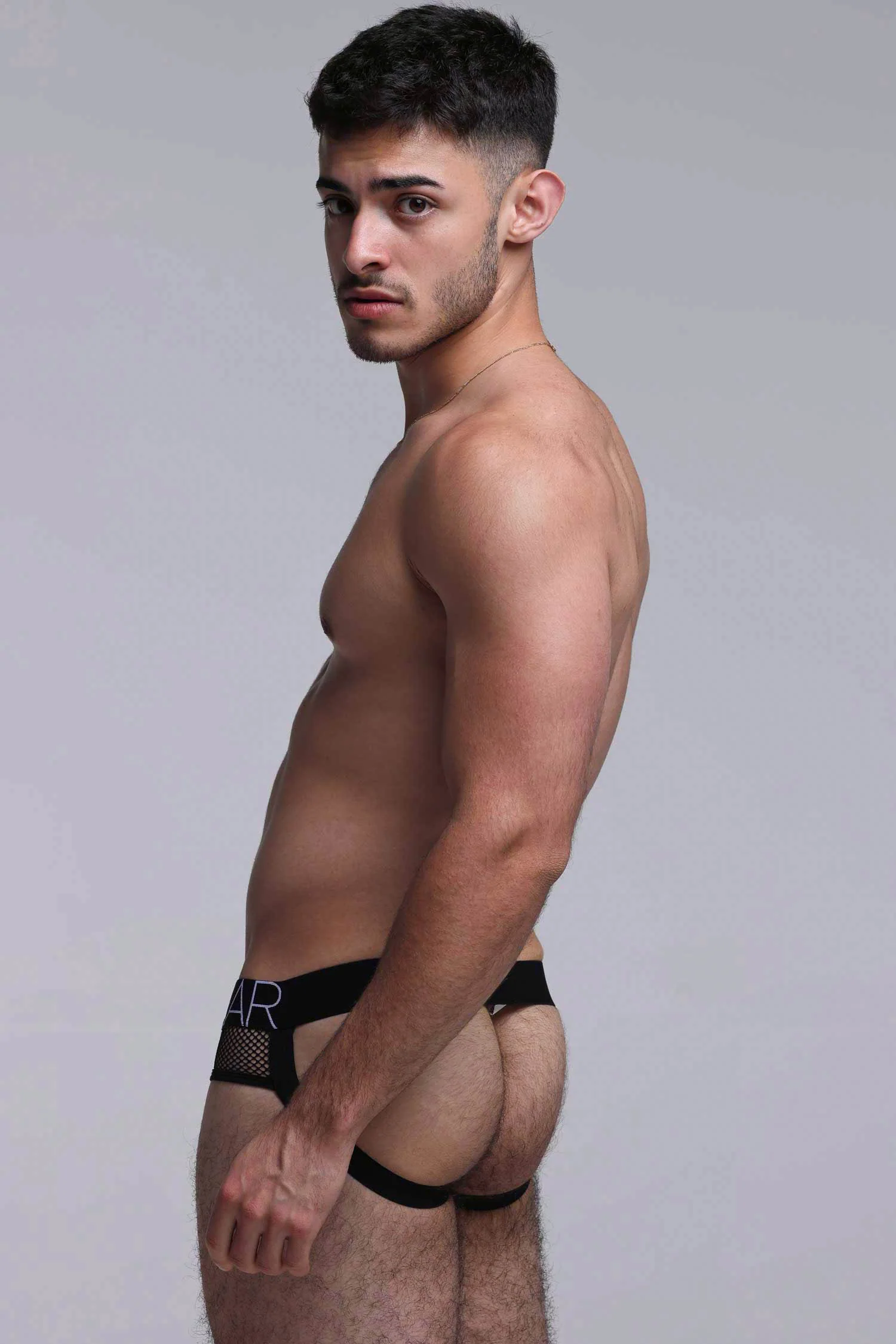 Totally Transparent Varsity Mesh Jockstrap - Direct Black - Image 3